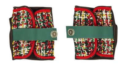 Chanel Tweed Fingerless Gloves, &pound;250, Accessories, Green/Red, Lambskin Leather/Wool, Front view